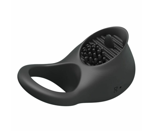 Pretty Love Vibrating Silicone Ring Black Tongue 12-Mode USB Rechargeable