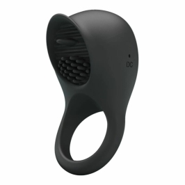 Pretty Love Vibrating Silicone Ring Black Tongue 12-Mode USB Rechargeable