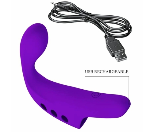 Pretty Love Gorgon Purple USB Finger Stimulator, 10 Modes, Silicone
