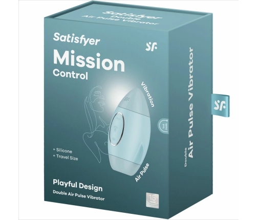 Satisfyer Mission Control Blue Small Dual-Function Vibrator, IPX7, Silicone