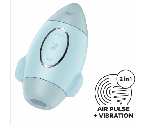 Satisfyer Mission Control Blue Small Dual-Function Vibrator, IPX7, Silicone