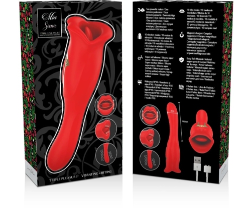 MIA Siena Triple Action Vibrating & Biting Intimate Stimulator Red