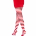 Leg Avenue White/Red Striped Nylon Tights - One Size, Vibrant Design