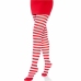 Leg Avenue White/Red Striped Nylon Tights - One Size, Vibrant Design