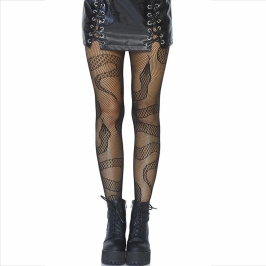 Leg Avenue Stockings Black Fishnet with Snake Pattern One Size