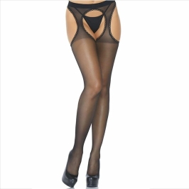Leg Avenue Garter Stockings Black - Transparent, Spandex, One Size