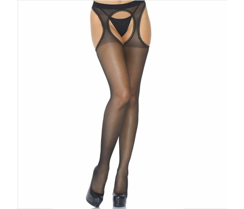 Leg Avenue Garter Stockings Black - Transparent, Spandex, One Size