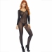 Leg Avenue Bodystocking Long Sleeve Black One Size Nylon