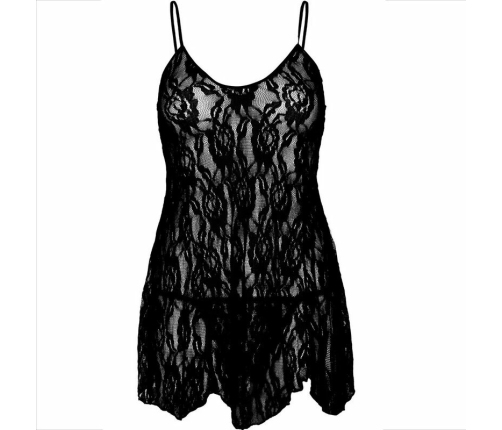 Leg Avenue Chemise Flower Lace Black - Elegant Floral Lace Nightgown, One Size