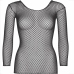 Leg Avenue Mesh Long Sleeve Top Black - Stretch Nylon, One Size