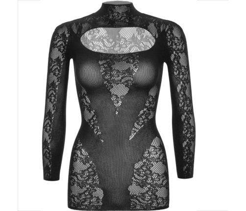 LEG AVENUE - MINI DRESS WITH LACE LONG SLEEVE BLACK