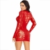 Leg Avenue Mini Dress Red - Lace Long Sleeve, One Size