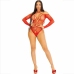 Leg Avenue Bodysuit Red Gloss Rhinestone Fishnet One Size