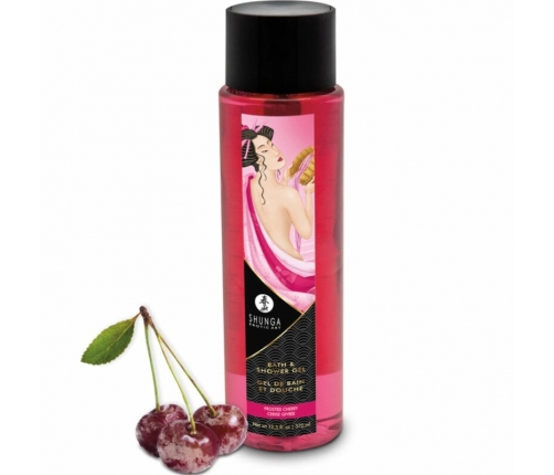 Shunga Bath & Shower Gel Frosted Cherry 370ml - Gentle Vegan Formula