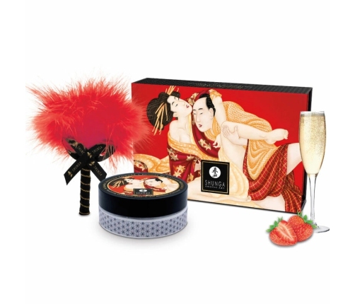 SHUNGA - KIT POLVOS DE MASAJE COMESTIBLE FRESA