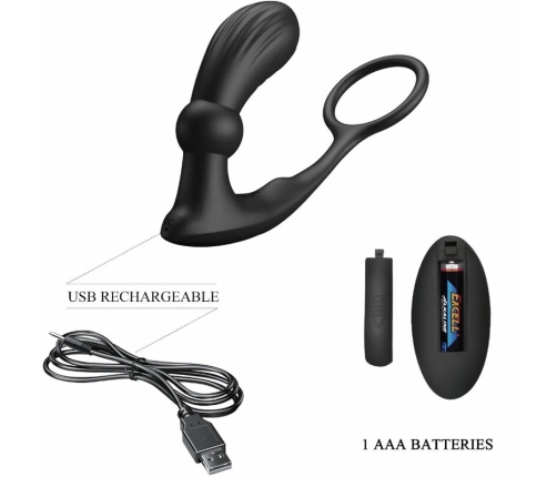 Pretty Love Warren Black Remote-Controlled Silicone Intimate System