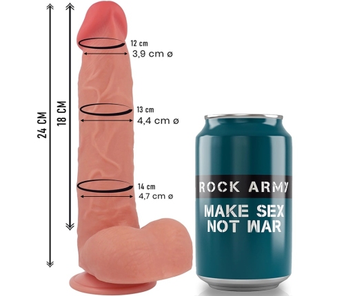 Rockarmy Liquid Silicone Raptor 24cm Natural - Flexible Model with Suction Base