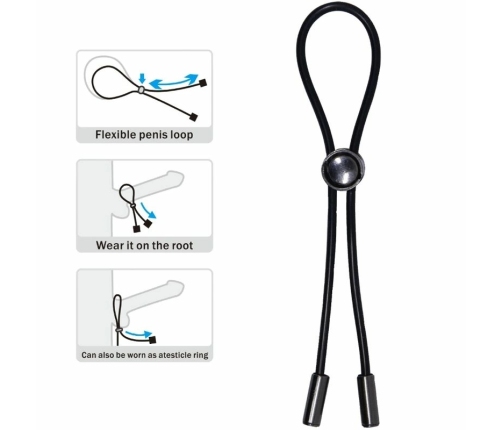 Pretty Love Cord Adjustable Silicone Comfort Ring - Black, 188 mm