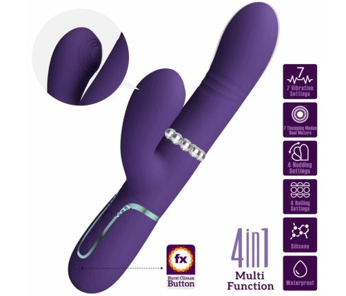 Pretty Love Multifunction G-Spot Vibrator Purple USB Rechargeable 29cm
