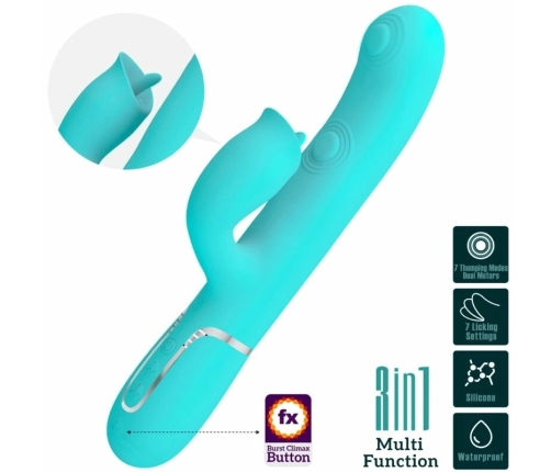 Pretty Love Aqua Green Dual-Action Vibrator with Licking System