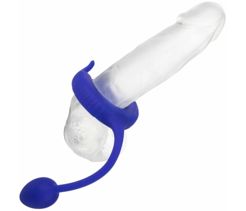 CalExotics Admiral Weighted Silicone Ring Blue - Dual Motor, 10 Modes, USB