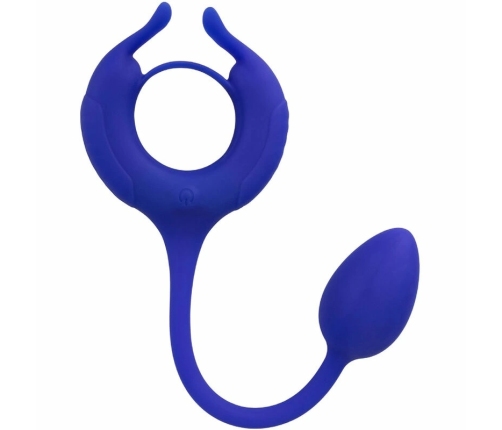 CalExotics Admiral Weighted Silicone Ring Blue - Dual Motor, 10 Modes, USB