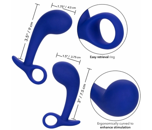 CalExotics Admiral Anal Training Set 2 Silicone Plugs Blue Ergonomic