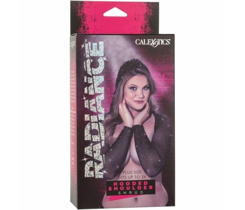 CalExotics Radiance Hooded Mesh Shrug Plus Size with Rhinestone Detail