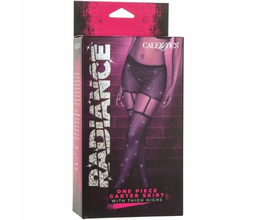 CalExotics Radiance Garter Skirt with Rhinestone Thigh Highs, Black, One Size