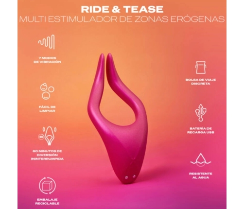 Durex Ride & Tease Multi-Zone Vibrating Toy, 7 Modes, USB Rechargeable