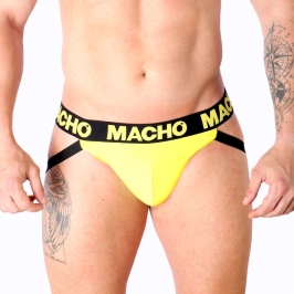 MACHO MX25A Men's Jockstrap Lycra Yellow M - Sporty Open-Back Design