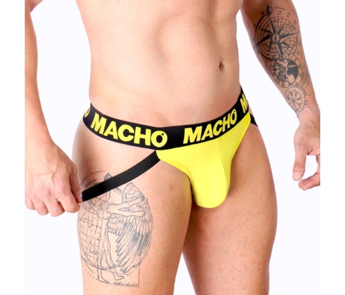 Macho MX25A Jockstrap Lycra Yellow L - Sporty Open-Back Underwear