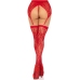 Leg Avenue Lace Thigh-Highs & Garter Belt Red-Black One Size