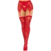 Leg Avenue Lace Thigh-Highs & Garter Belt Red-Black One Size