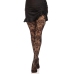 Leg Avenue Wild Rose Net Tights Black - Floral Mesh, One Size