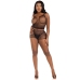 Leg Avenue Fishnet Set Black - Breathable Tank Top & Shorts, One Size