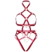 Leg Avenue Heart Body Harness Red M - Adjustable Vegan Leather Straps