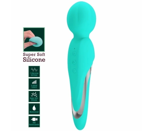 Pretty Love Walter Aqua Green Wand - 7 Modes, 5 Intensities, Silicone Massager