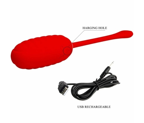 Pretty Love Kirk Rechargeable Vibrating Egg Red - 12 Modes, USB Charging