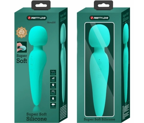 Pretty Love Meredith Rechargeable Silicone Massager Aqua Green 21.5cm