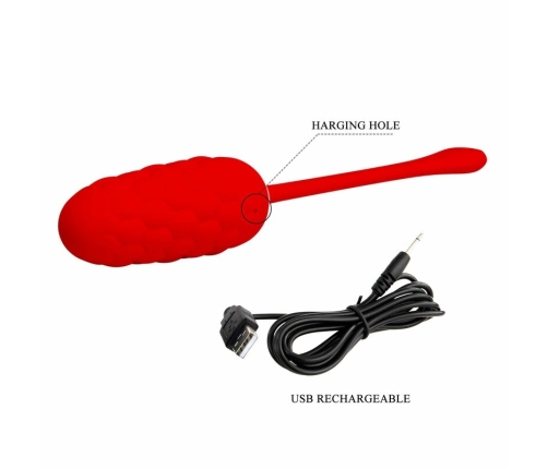 Pretty Love Vibrating Egg Red - USB Rechargeable, 12 Modes, Soft Silicone