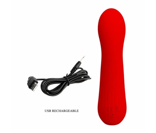 Pretty Love Faun Red Flexible Silicone Vibrator 12 Modes USB 150mm