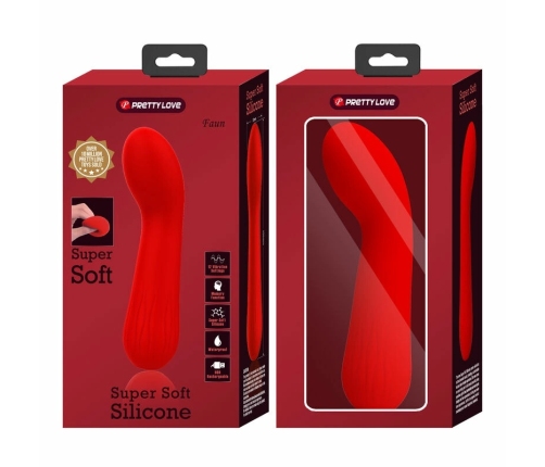Pretty Love Faun Red Flexible Silicone Vibrator 12 Modes USB 150mm