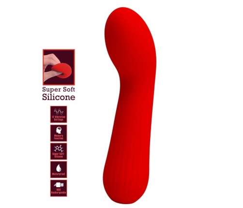 Pretty Love Faun Red Flexible Silicone Vibrator 12 Modes USB 150mm