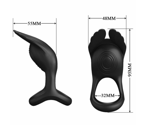 Pretty Love Silas Silicone Vibrating Ring 7 Modes USB Black