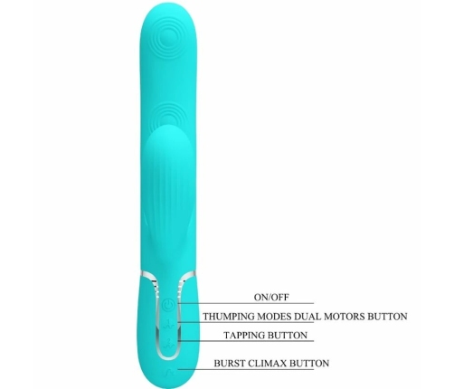 Pretty Love Perlita 3-in-1 Rechargeable Silicone Intimate Device Aqua Green