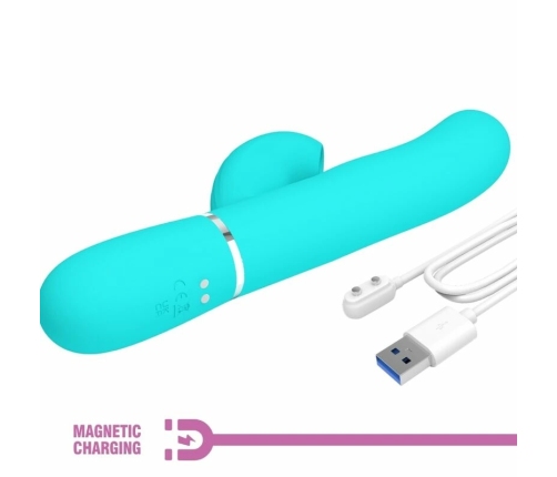 Pretty Love Perlita 3-in-1 Rechargeable Silicone Intimate Device Aqua Green