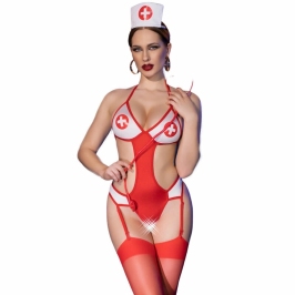 Chilirose CR 4631 Red Nurse Bodysuit Costume Set S/M with Accessories