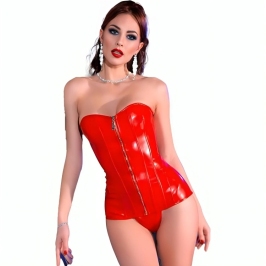 Chilirose CR 4491 Red Eco-Leather Corset Adjustable S/M