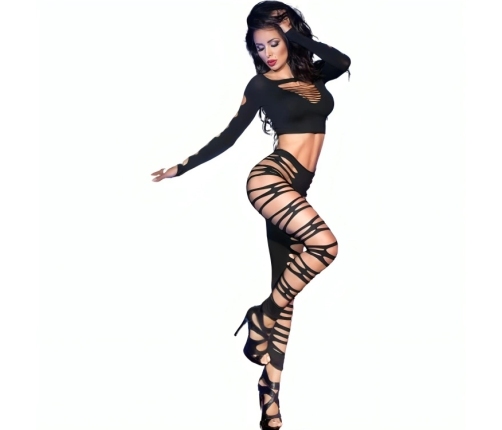 Chilirose CR 3654 Women's Black Top & Leggings Set S/M, Soft Stretch Fabric